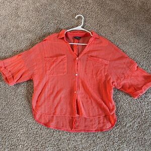 Women's coral Button Down Shirt